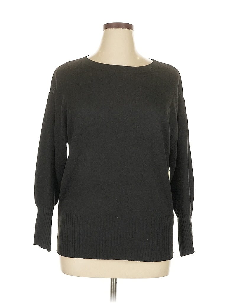 Terra & Sky 100% Polyester Black Pullover Sweater Size 0X - photo 1
