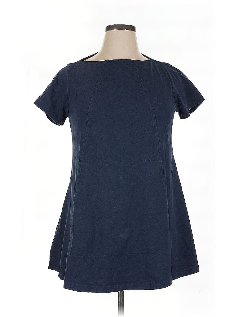 eShakti 100% Cotton Solid Blue Short Sleeve Top Size 16 - photo 1