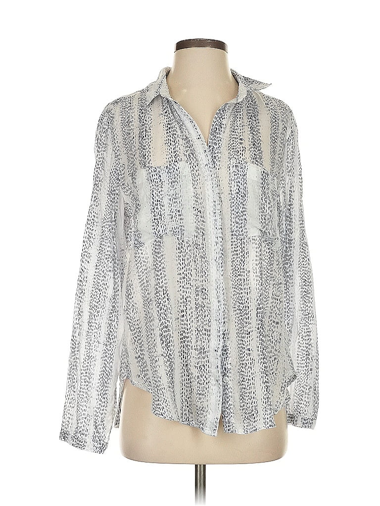 Pre-owned Cloth & Stone Long Sleeve Blouse In Silver
