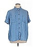Terra & Sky 100% Lyocell Blue Short Sleeve Button-Down Shirt Size 1X - photo 1