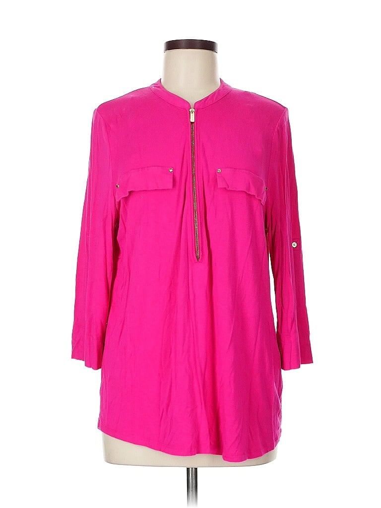 Pre-owned Calvin Klein 3/4 Sleeve Blouse In Pink