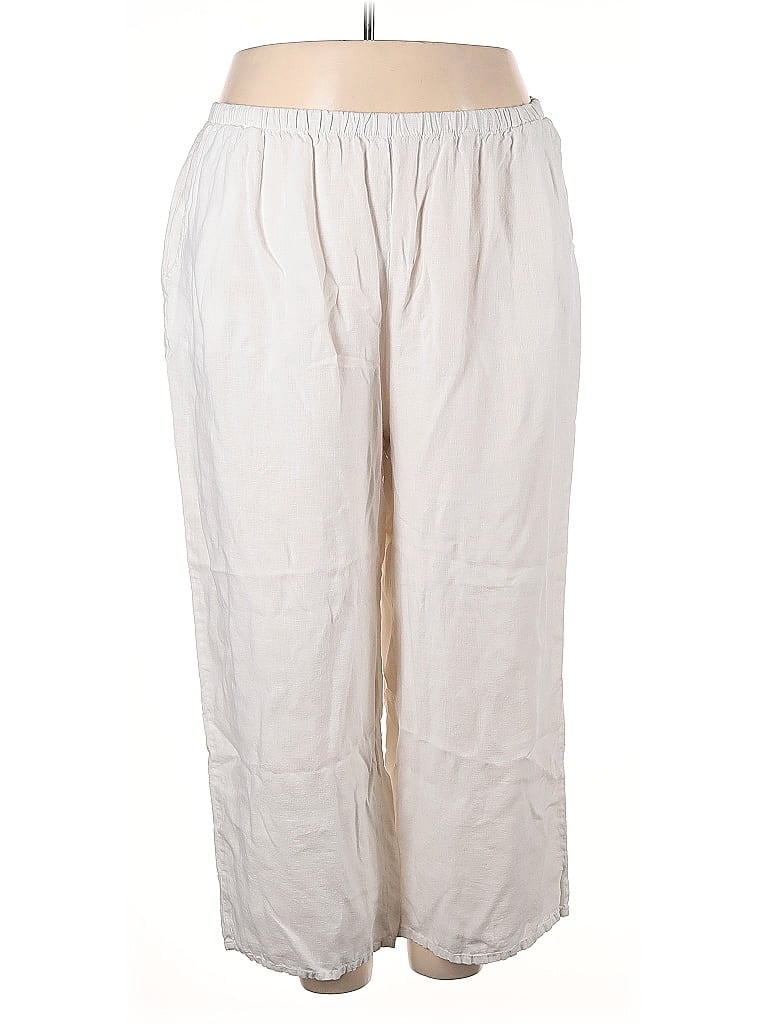 Flax 100% Linen Solid Ivory Linen Pants Size 22 (2G) - photo 1