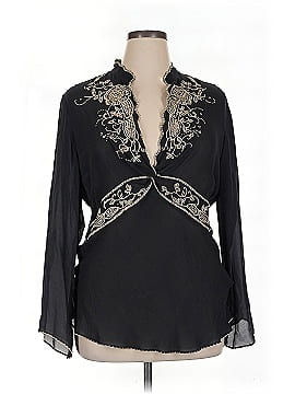 Eci Long Sleeve Silk Top