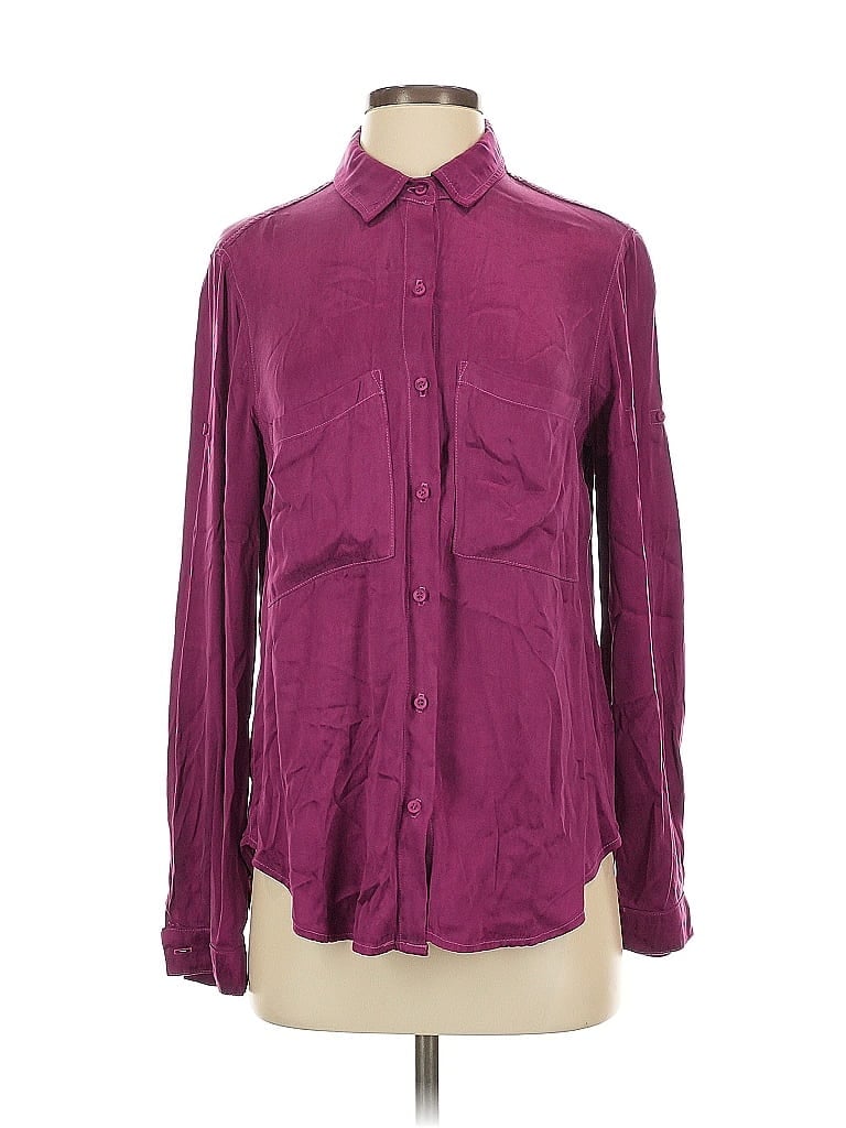 Bella Dahl Burgundy Long Sleeve Button-Down Shirt Size XS - photo 1