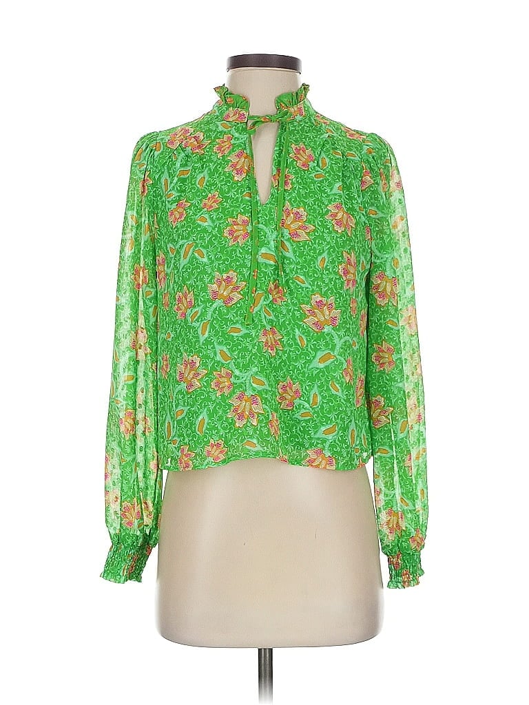 Pre-owned Joie Long Sleeve Blouse In Green