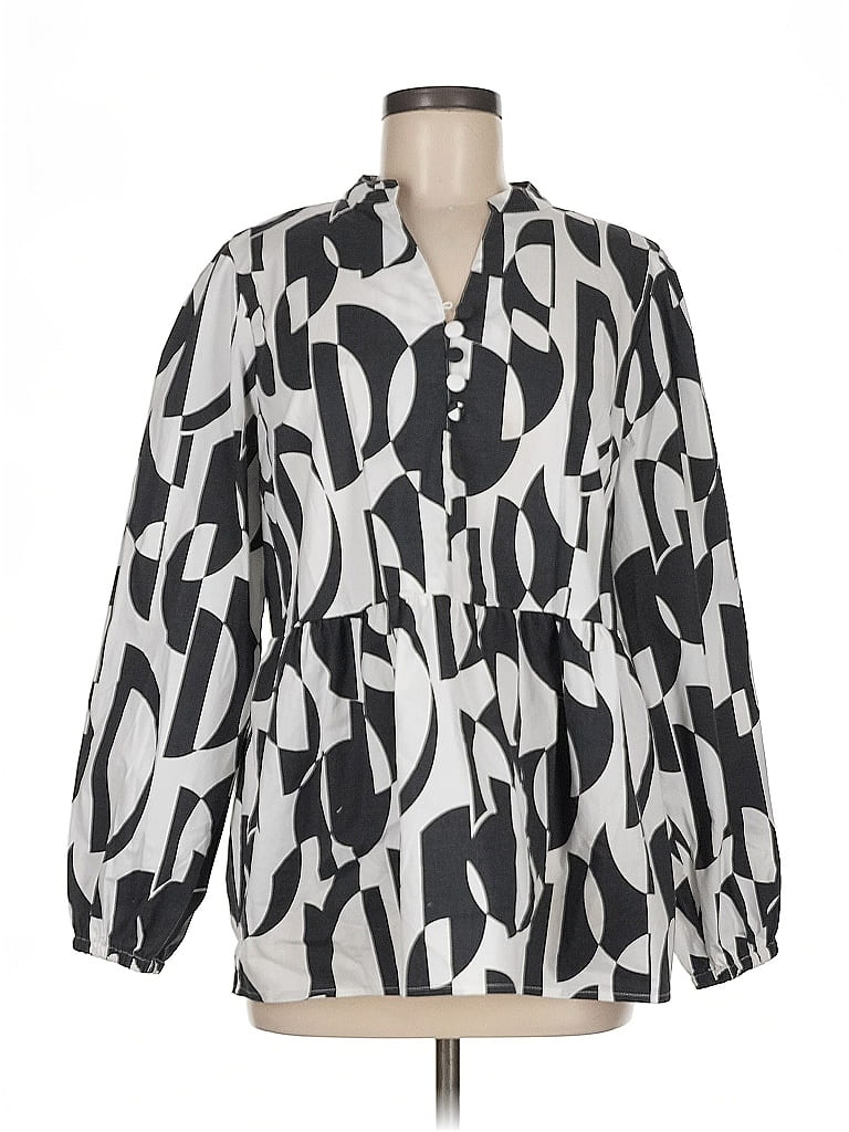 Belle By Kim Gravel Silver 3/4 Sleeve Blouse Size M - photo 1