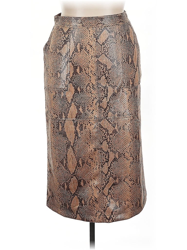 Current Air Animal Print Brown Faux Leather Skirt Size 14 - photo 1