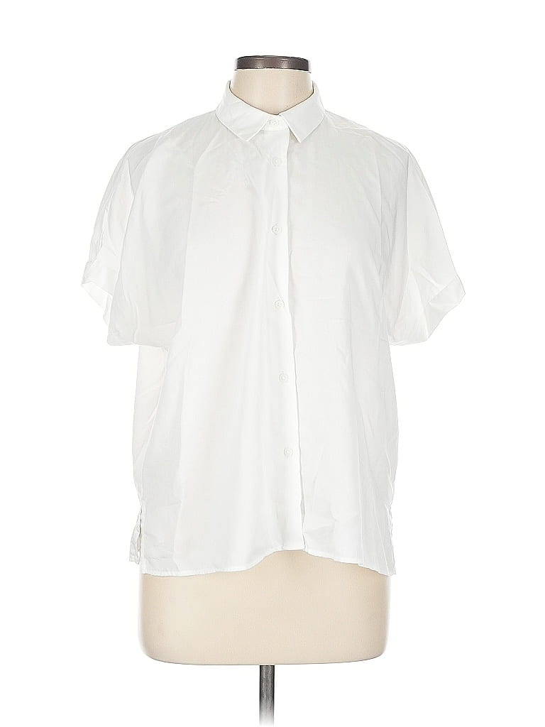 Pre-owned Uniqlo Short Sleeve Blouse In White