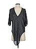 Veronica M. Metallic Silver Short Sleeve Blouse Size XS - photo 1