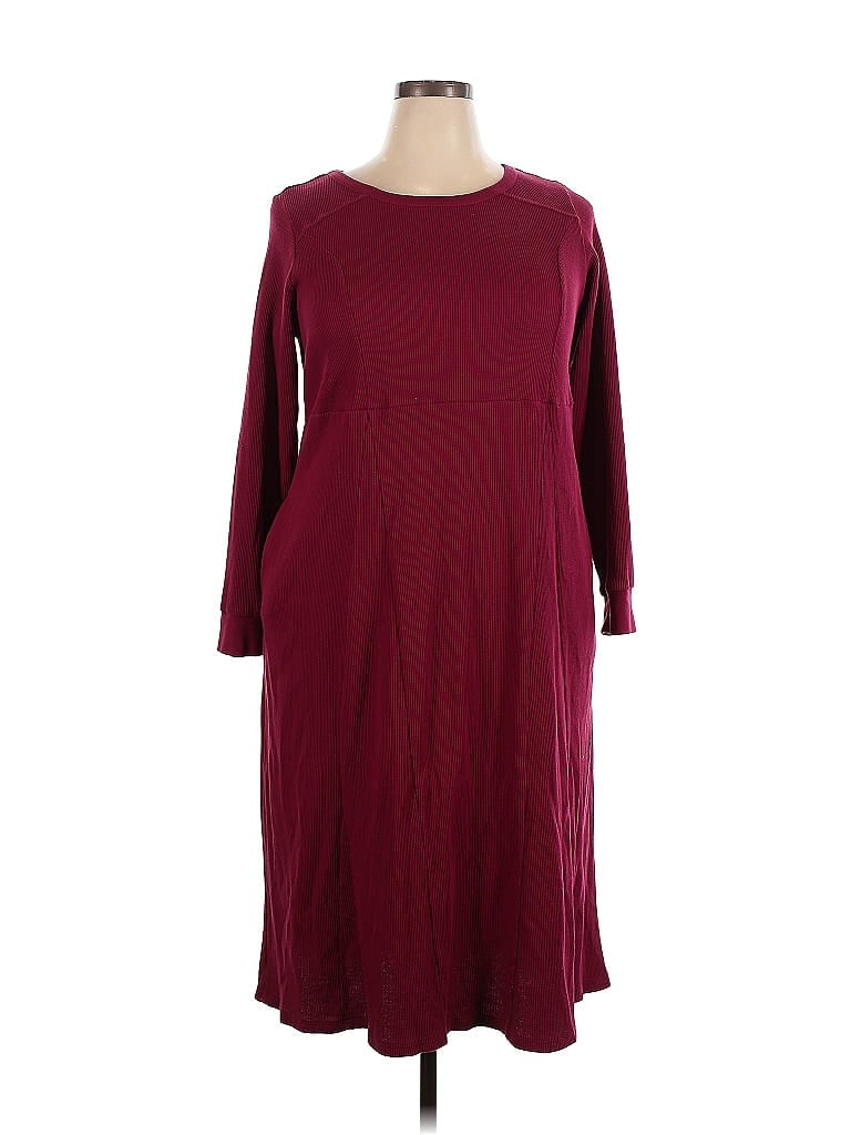Woman Within Solid Burgundy Casual Dress Size 18 - photo 1