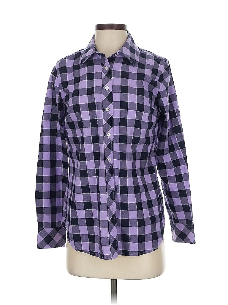 Pre-owned Talbots Long Sleeve Button Down Shirt In Purple