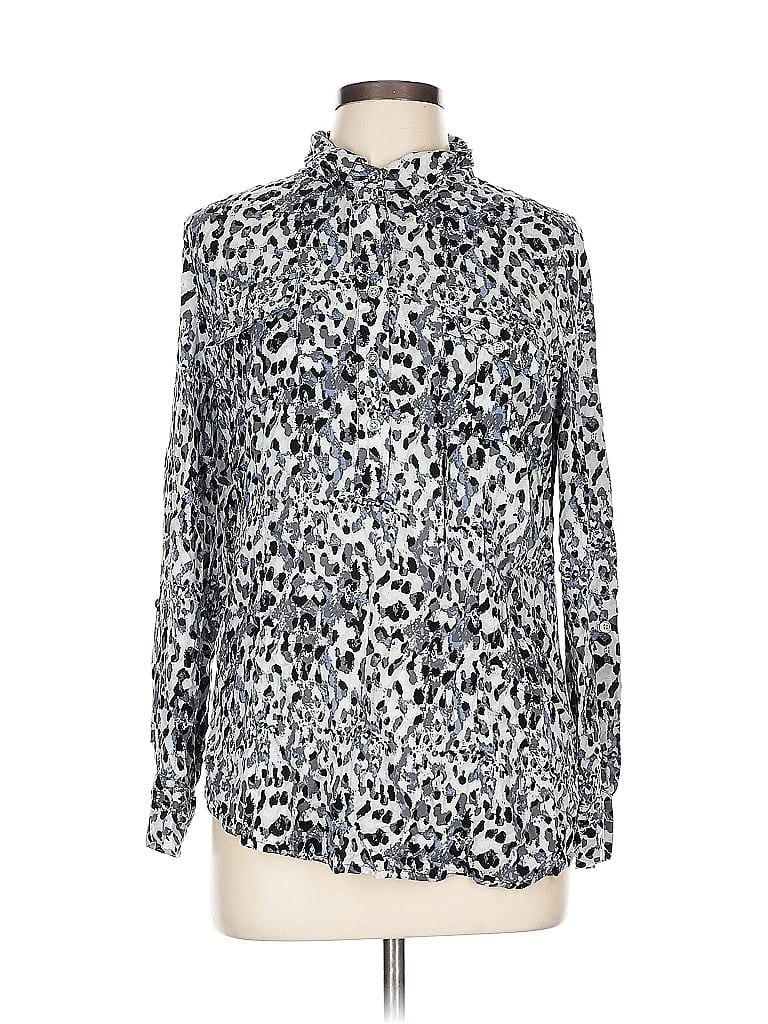 CATO Pre-owned Long Sleeve Blouse In Silver