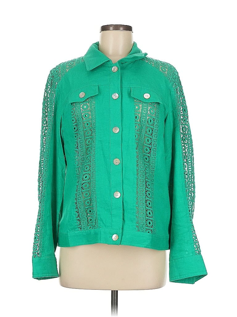 Pre-owned Multiples Long Sleeve Blouse In Green