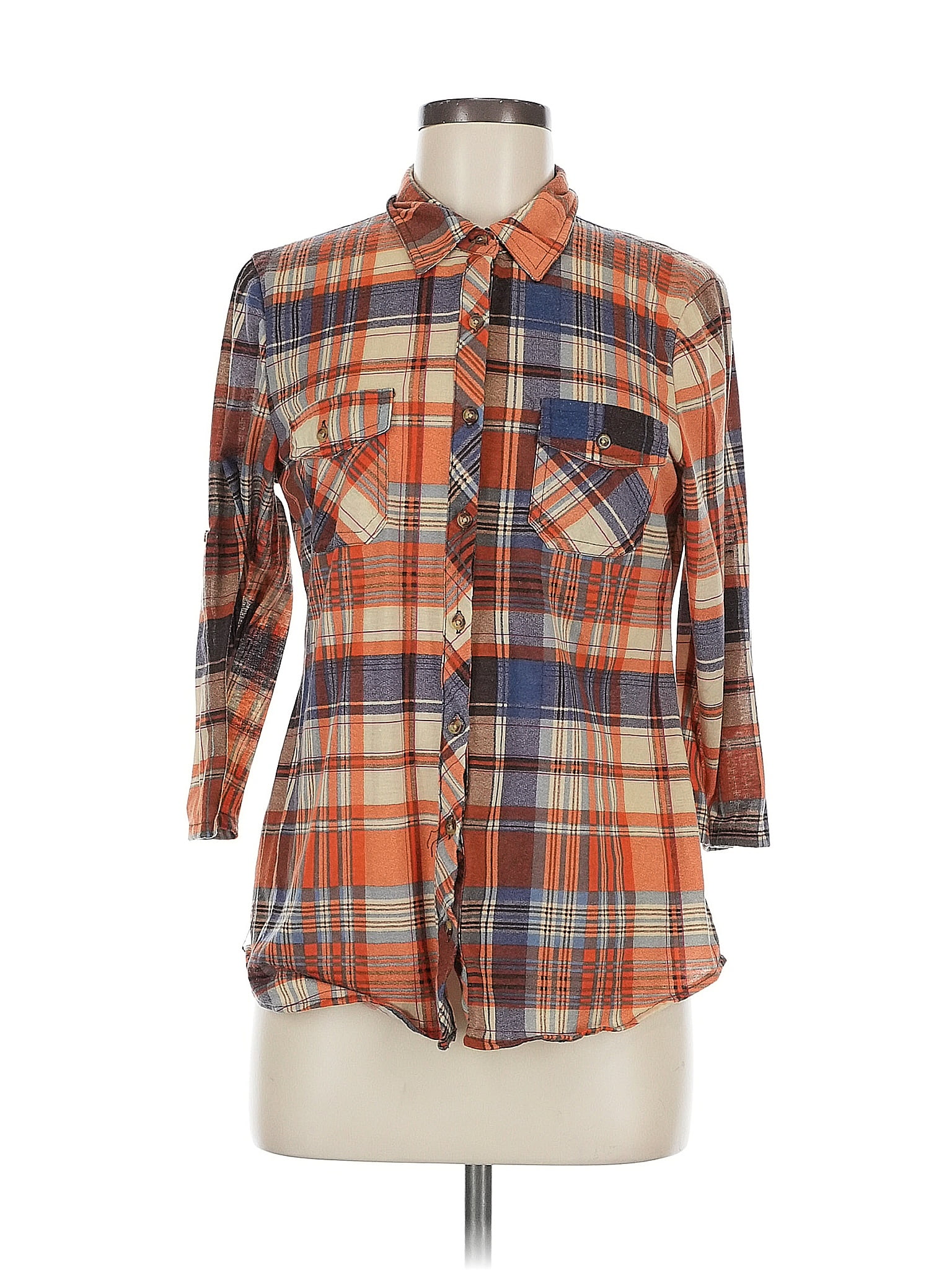 Eden &amp; Olivia 100% Polyester Orange 3/4 Sleeve Blouse Size M