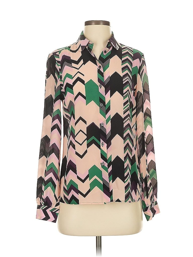 M Missoni Chevron-herringbone Pink Black Long Sleeve Blouse Size S (estimated) - photo 1