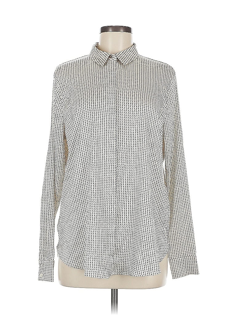 Pre-owned H&m Long Sleeve Blouse In White