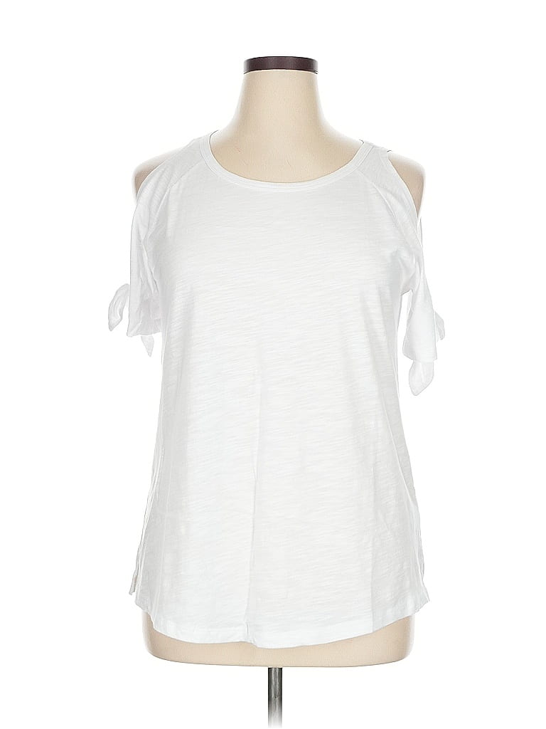 Pre-owned Sanctuary Short Sleeve Top White Cold Shoulder Neckline Tops