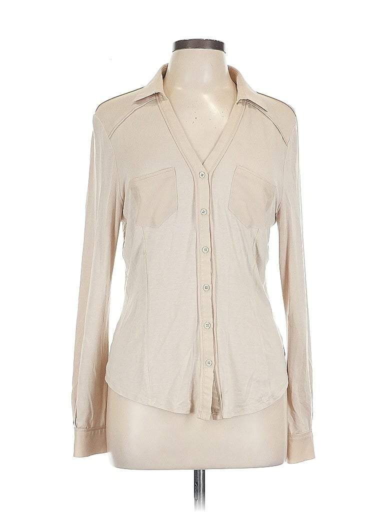 Bebe Ivory Tan Long Sleeve Blouse Size L - photo 1