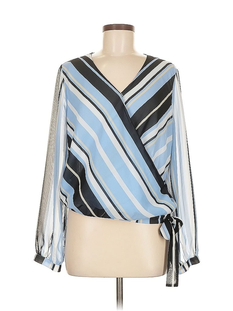 Pre-owned Bar Iii Long Sleeve Blouse In Blue