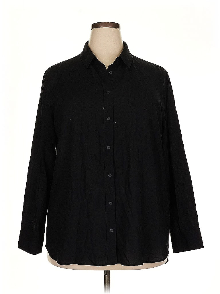Pre-owned Uniqlo Long Sleeve Button Down Shirt In Black