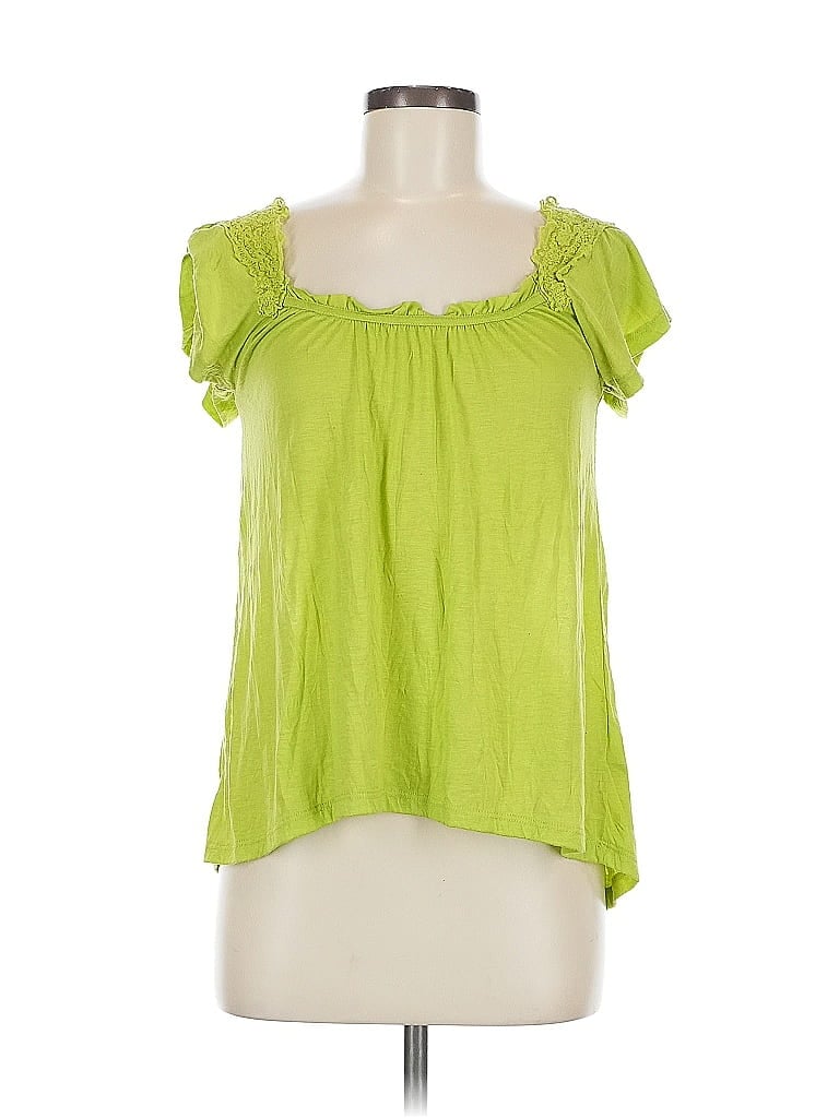 Pre-owned Derek Heart Short Sleeve Top Green Sweetheart Neckline Tops