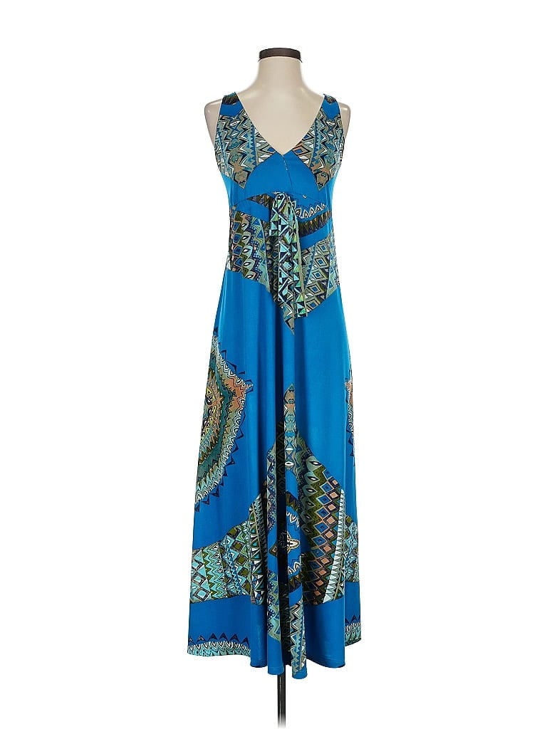 Veronica M. Paisley Blue Casual Dress Size XS - photo 1