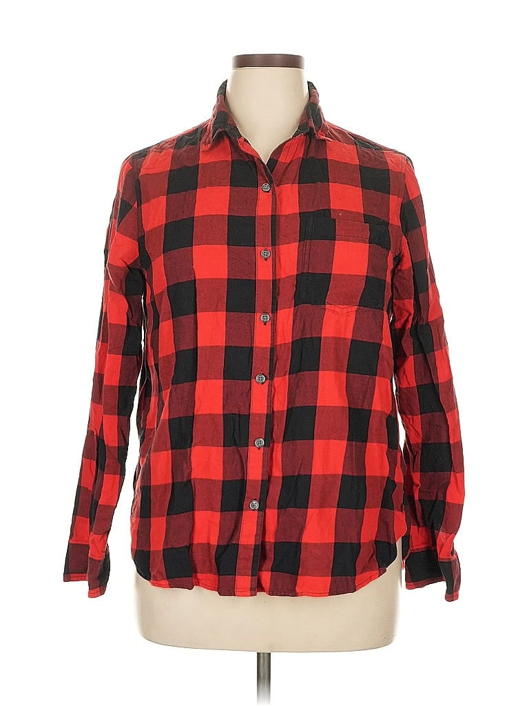 Pre-owned Old Navy Long Sleeve Button Down Shirt In Red