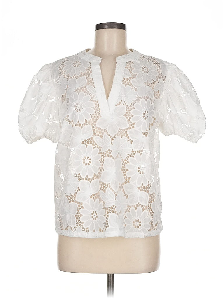 Current Air White Short Sleeve Blouse Size M - photo 1