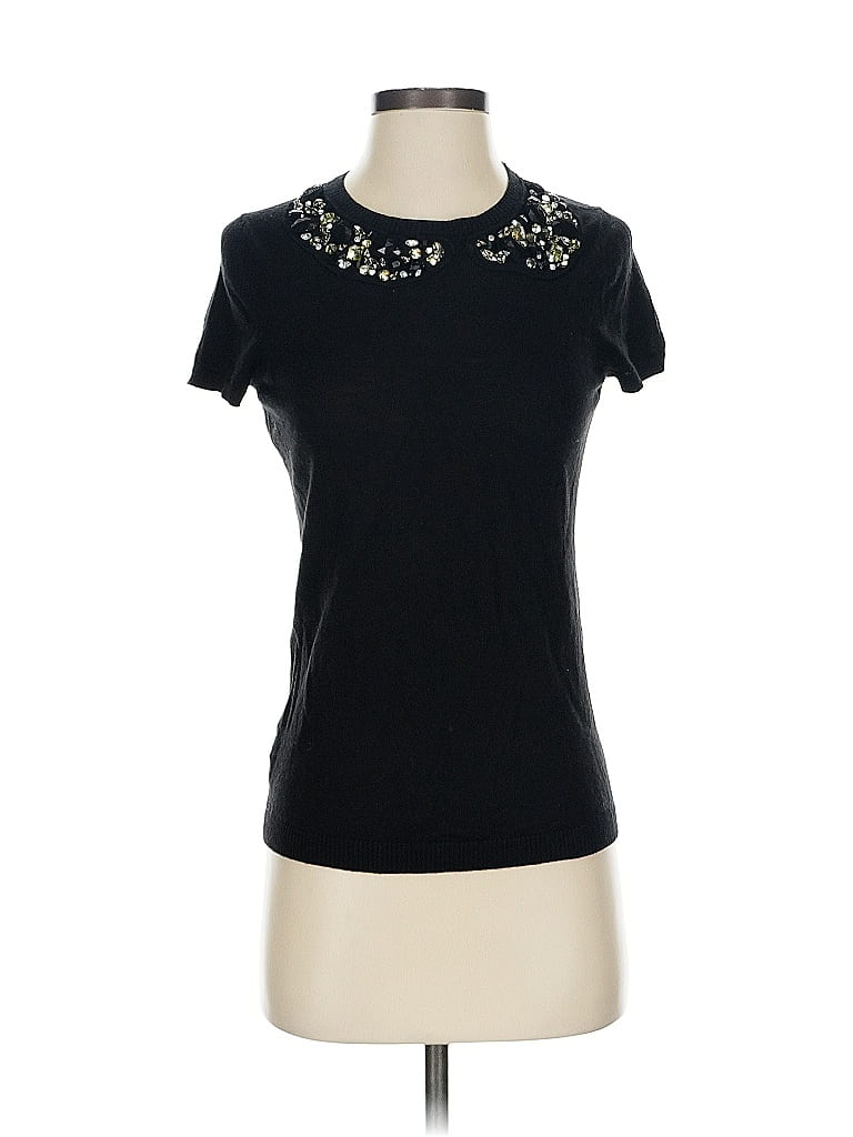 Pre-owned Ann Taylor Short Sleeve Top Black Crew Neck Tops