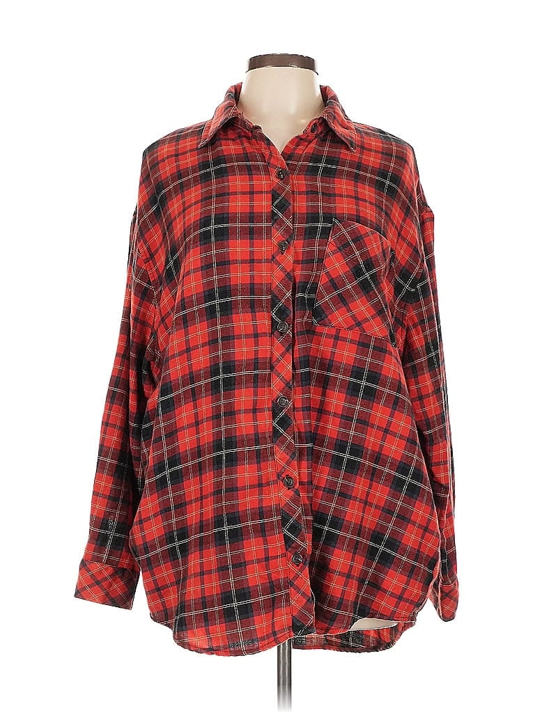 Pre-owned Wild Fable Long Sleeve Polo Shirt In Red