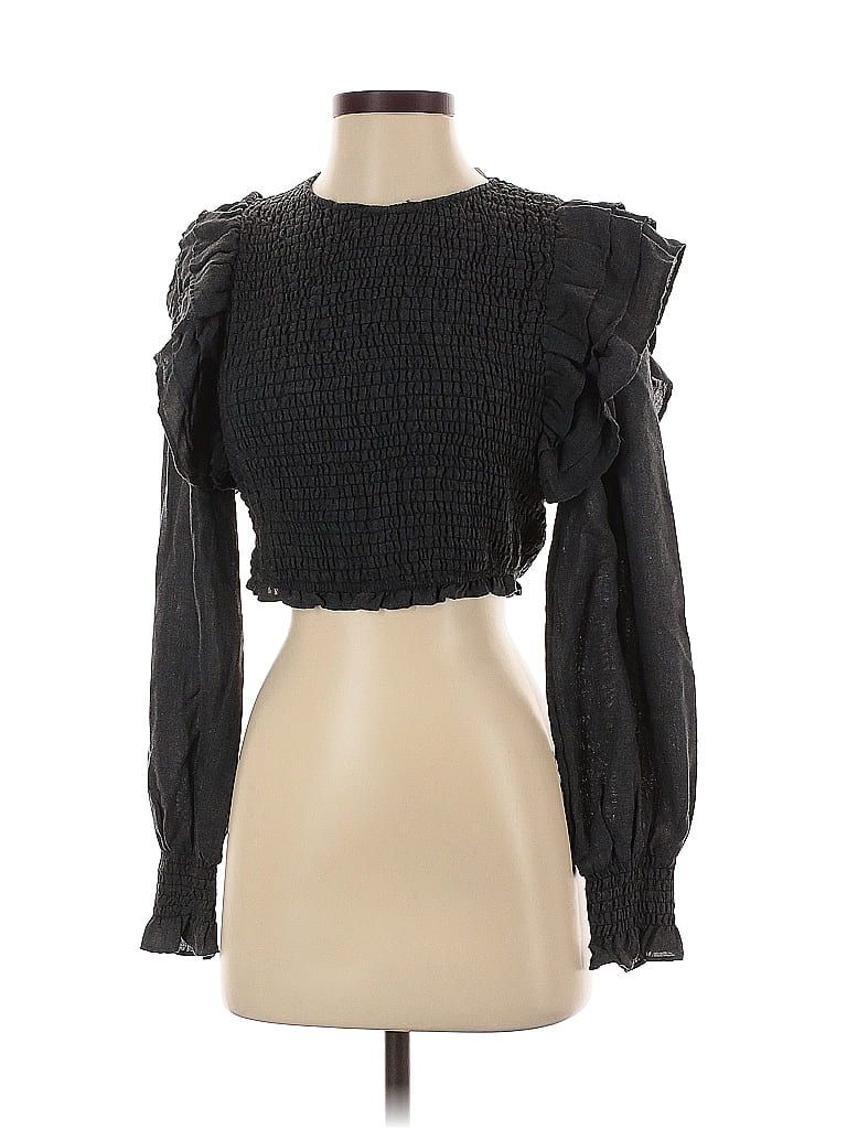 Pre-owned Zara 3/4 Sleeve Blouse In Black