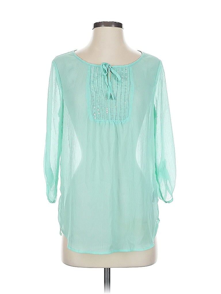 Pre-owned Express 3/4 Sleeve Blouse In Green