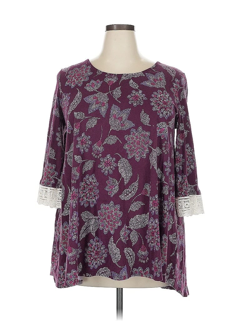 Woman Within Purple 3/4 Sleeve Blouse Size 18 - photo 1