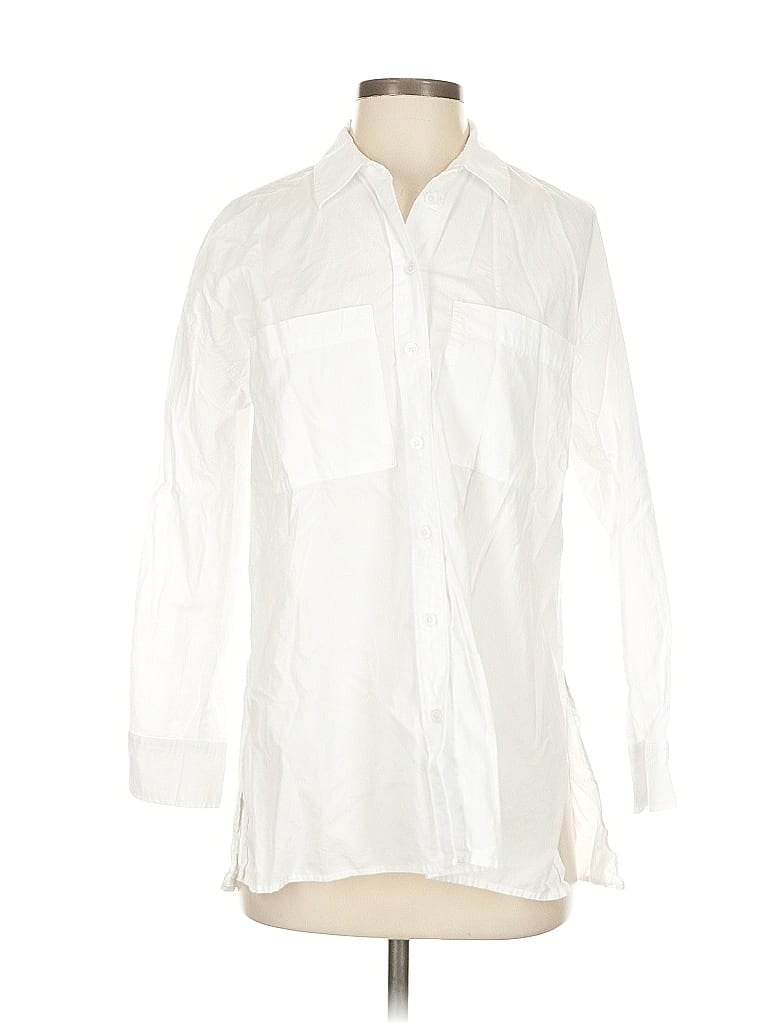 Pre-owned Madewell 3/4 Sleeve Button Down Shirt In White