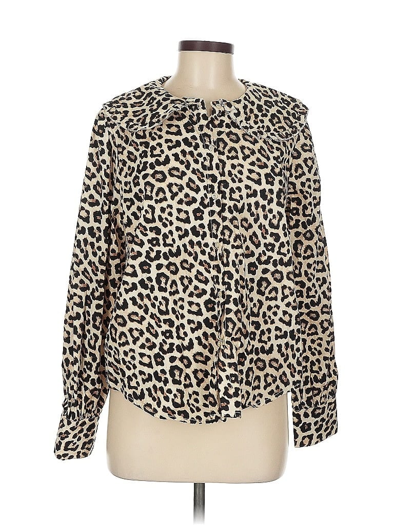 Pre-owned H&m Long Sleeve Blouse In Brown