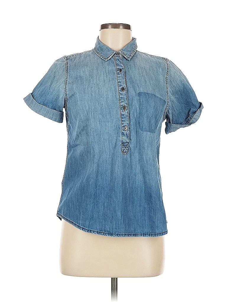 Current/Elliott 100% Cotton Blue Short Sleeve Blouse Size Med (2) - photo 1