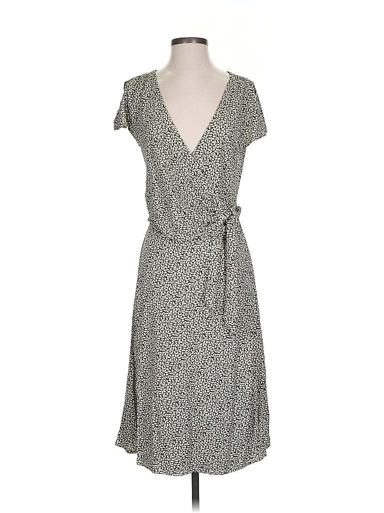 Ann Taylor 100% Rayon Polka Dots Gray Casual Dress Size 4 - photo 1