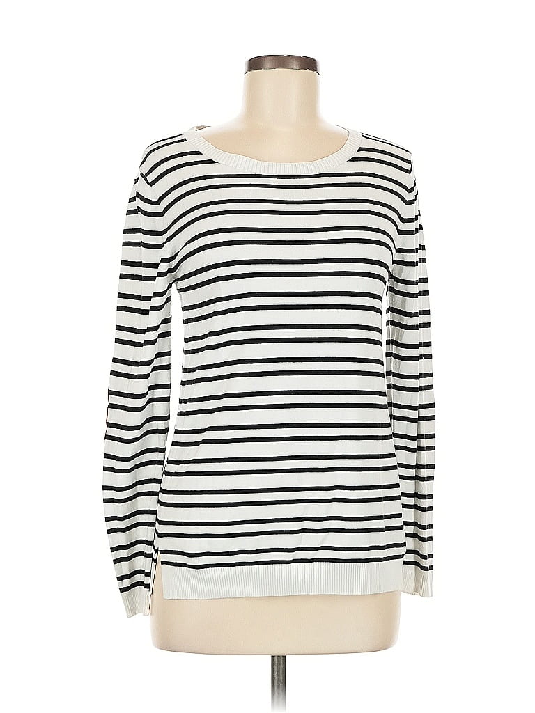 Market and Spruce Stripes White Pullover Sweater Size M - photo 1