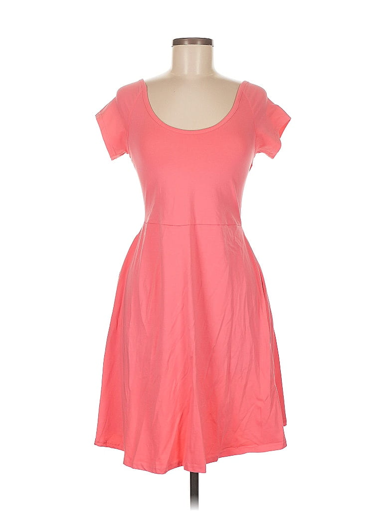 Pact Solid Pink Casual Dress Size M - photo 1