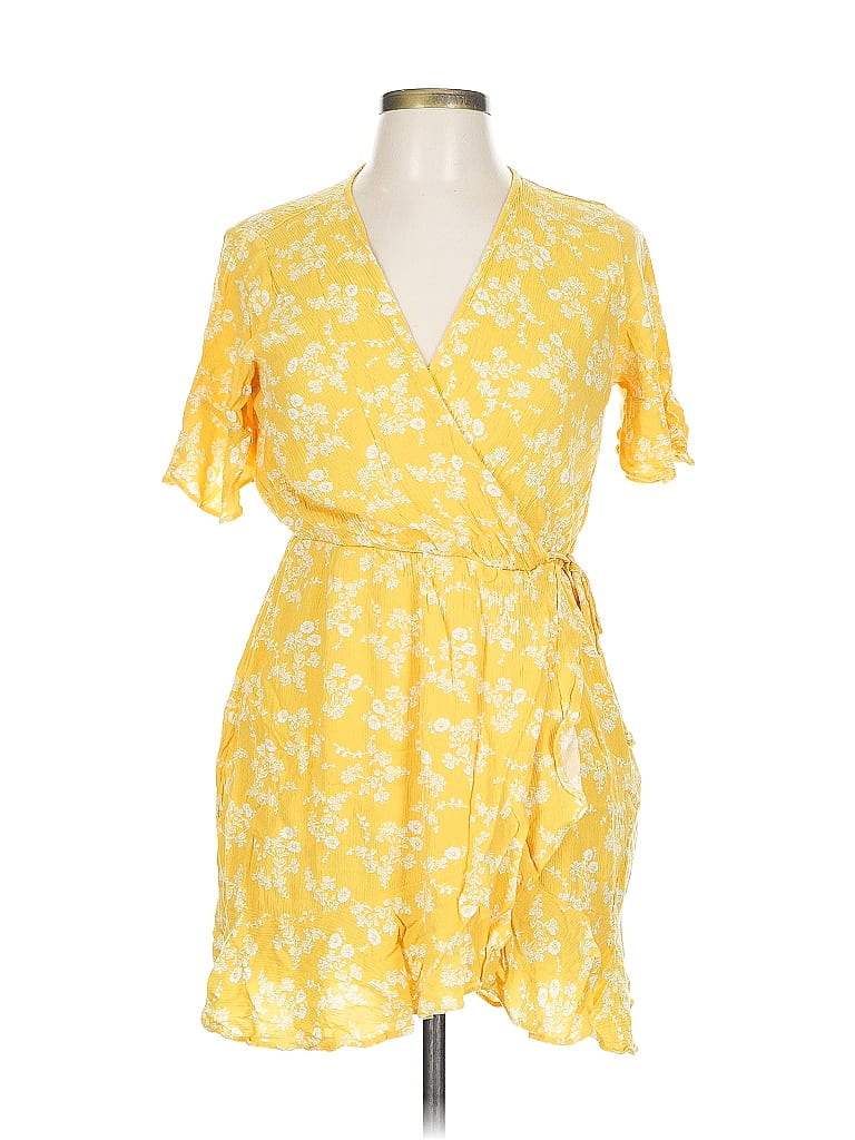 Everly 100% Rayon Yellow Casual Dress Size L - photo 1