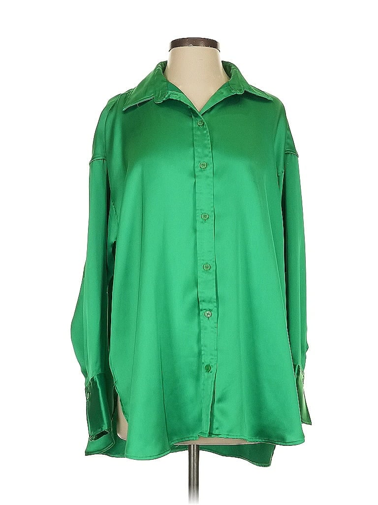 Pre-owned H&m Long Sleeve Blouse In Green