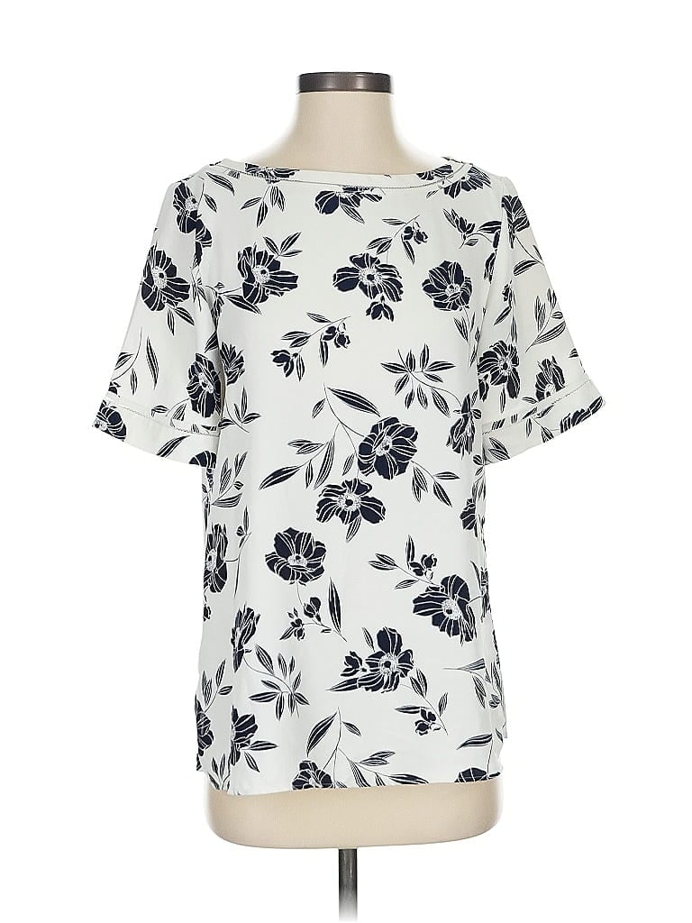 Pre-owned Ann Taylor Short Sleeve Blouse In White