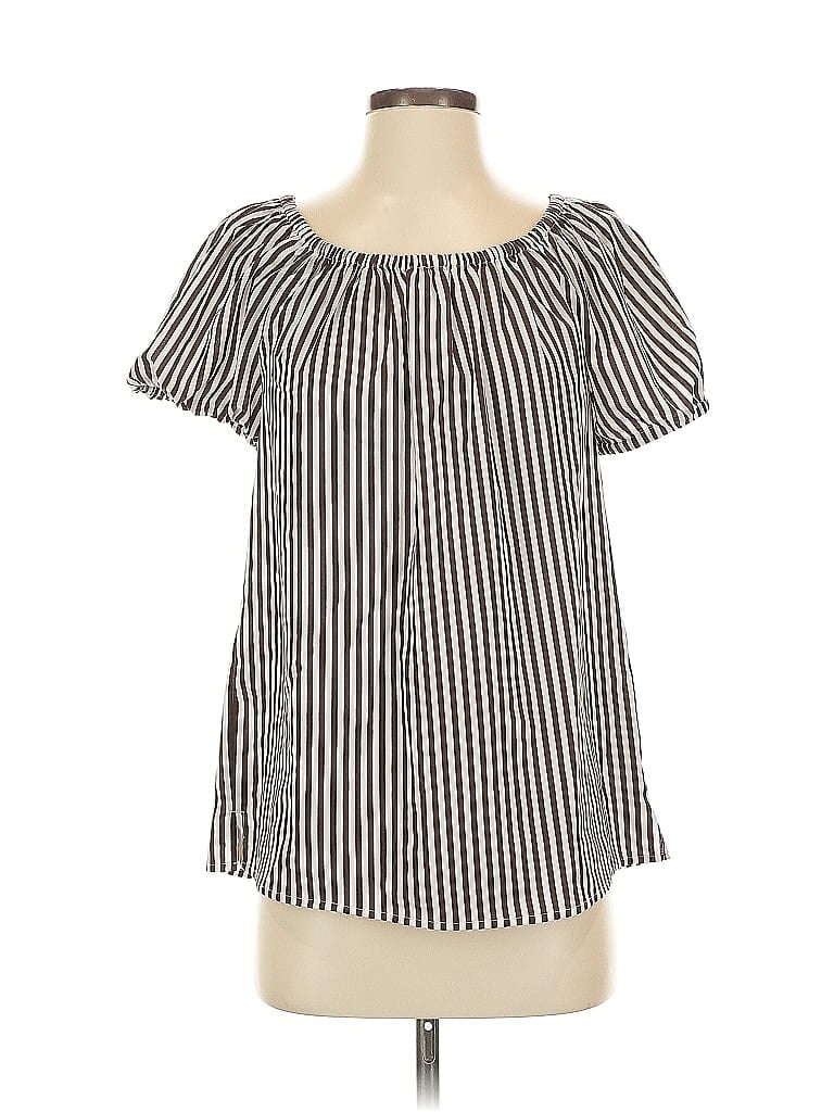 Pre-owned Chico's Short Sleeve Blouse In Black