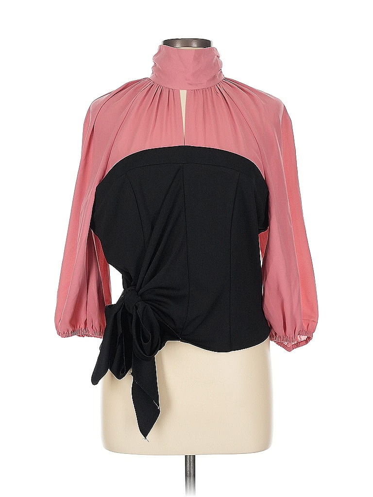 7th Avenue Design Studio New York & Company 100% Polyester Color Block Pink 3/4 Sleeve Blouse Size L - photo 1