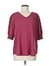 Belle By Kim Gravel 100% Polyester Burgundy 3/4 Sleeve Blouse Size M - photo 1