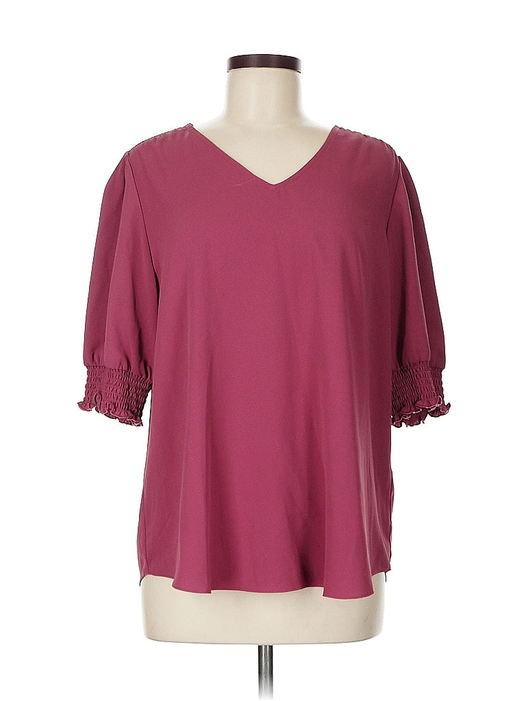 Belle By Kim Gravel 100% Polyester Burgundy 3/4 Sleeve Blouse Size M - photo 1