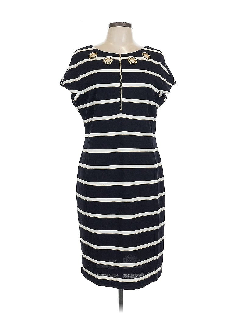 Escada Stripes Blue Casual Dress Size EU 42 / US 12 - photo 1