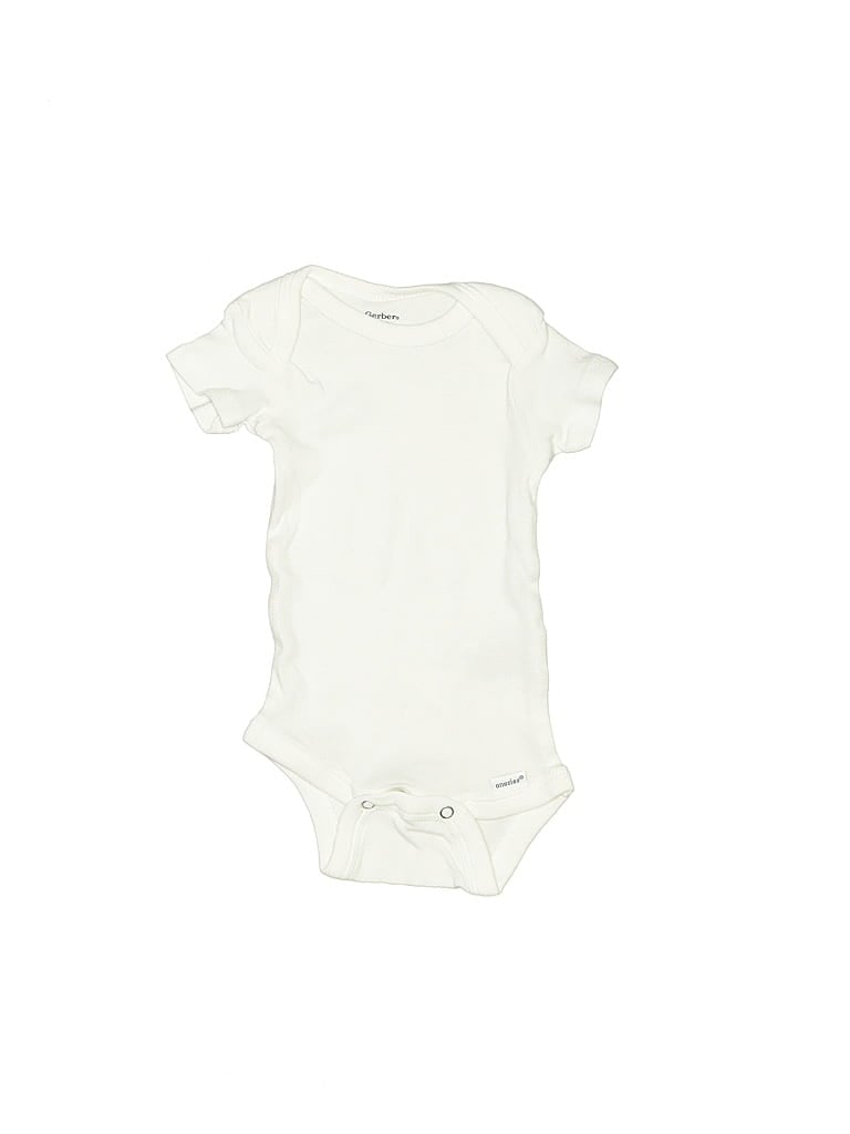 Gerber 100% Cotton Solid Ivory Short Sleeve Onesie Size 0-3 mo - photo 1