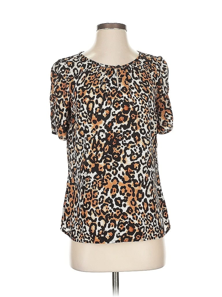 Pre-owned Talbots Short Sleeve Blouse In Brown