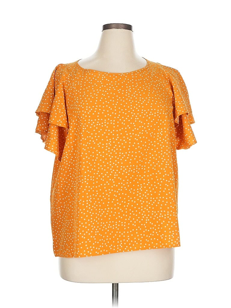 Pre-owned Shein Curve Short Sleeve Blouse In Orange